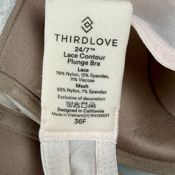 ThirdLove 24/7 Lace Contour Plunge Bra in Soft Pink Size 36F - Picture 4 of 4